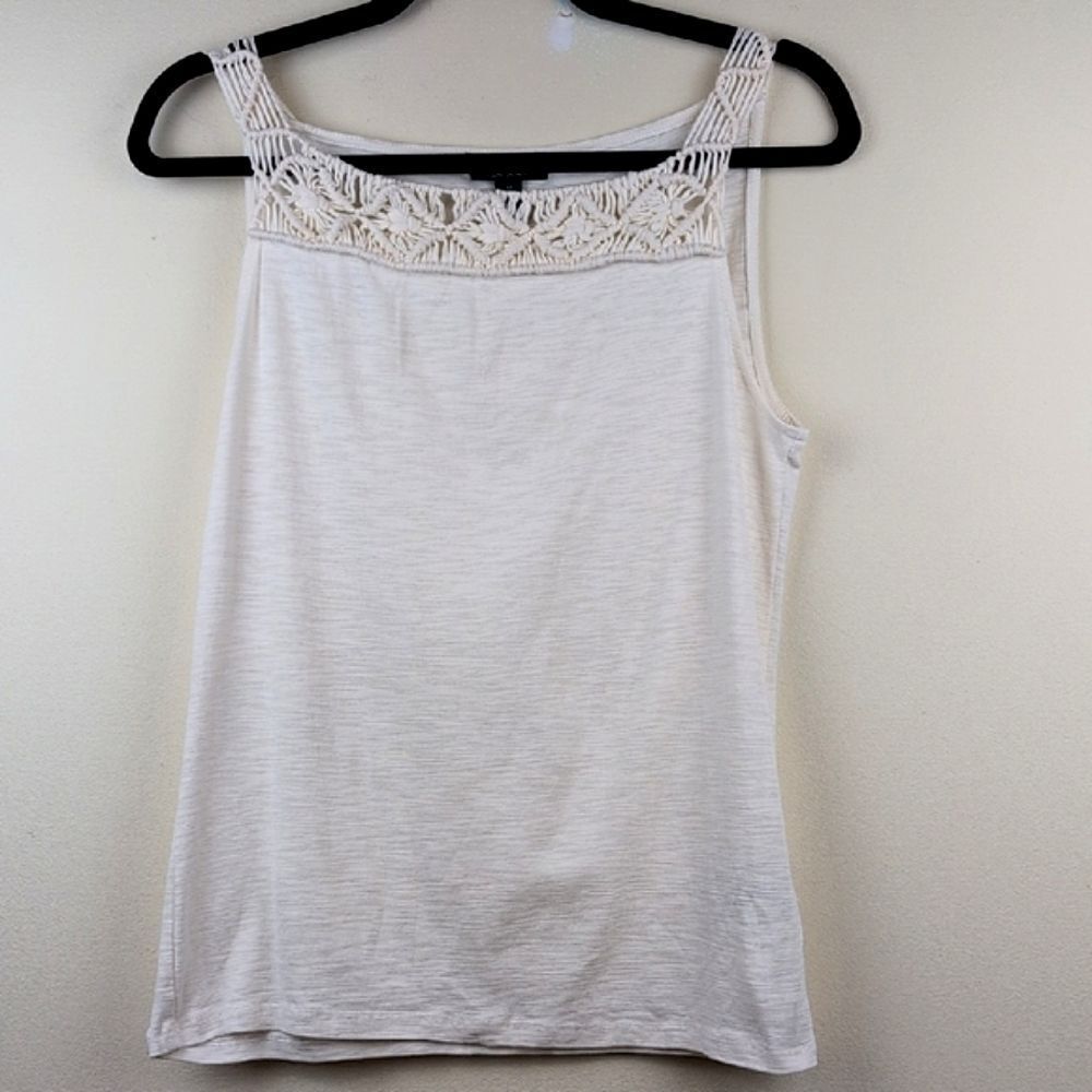 Ralph Lauren Cream Cotton Slub Crocheted Macrame Women's Camisole Top Size M